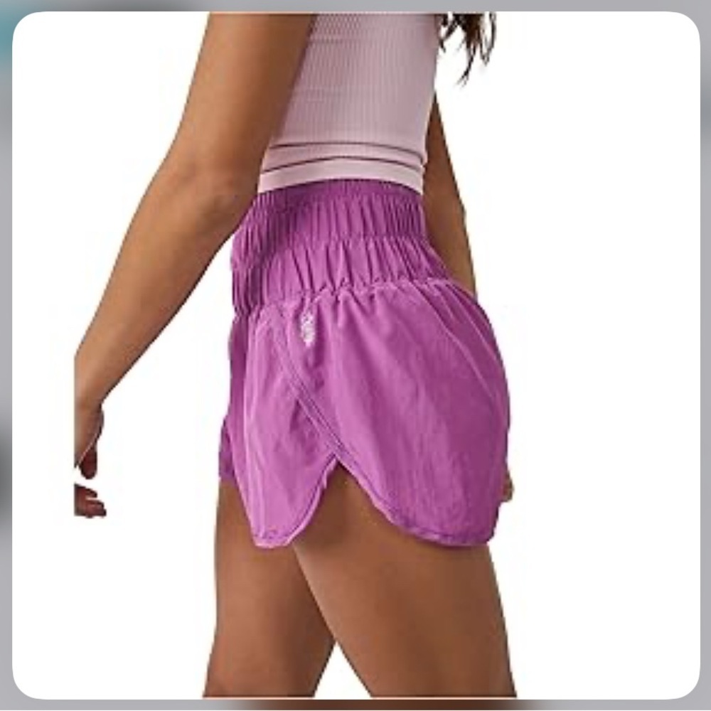 SOLD Free People Movement Way Home Short High Rise Smocked Waist Purple Large - Picture 2 of 8